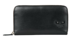 Fendi Monster Long Wallet, Leather, Black, MII, 2*